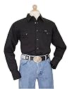 Wrangler Men's Cowboy Cut Work Western Long Sleeve Shirt, Black