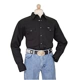 Wrangler Mens Cowboy Cut Work Western Long Sleeve Shirt, Black by Wrangler