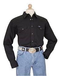 Wrangler Men's Cowboy Cut Work Western Long Sleeve Shirt, Black