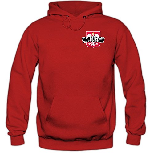 Polen EM 2016 #5 Kapuzenpullover | Fußball | Bia?o-Czerwoni | Herren | Trikot | Nationalmannschaft, Farbe:Rot (Red F421);Größe:S