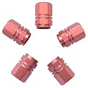5 x Hexagon Car or Bike Dust/ Valve Caps - Pink Metal