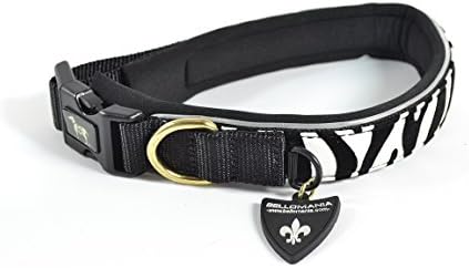 BELLOMANIA Vegan Leather Dog Collar, Small, Zebra, Black/White