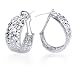 Sterling Silver Diamond Cut Filigree Hoop Clip Earrings