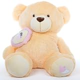 Gigantic Valentines Day - Honey Pie Big Love - Butterscotch Cream Snuggly 47" Teddy Bear by Giant Teddy