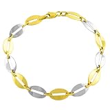 Elegant 14 Karat Two-Tone Oval Links Gold Bracelet 7.25 Inch