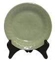 Green celadon carp plate - goldfish design, 10"D