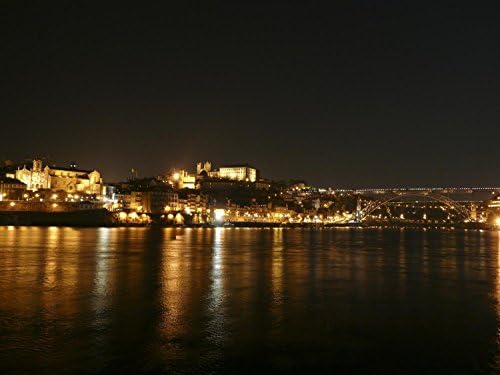 Porto at Night - Seen from Nova Gaia Wall Decal Mural - 48 Inches W x 36 Inches H - Peel and Stick Removable Graphic