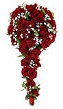 Red Silk Rose Cascade - Wedding Bouquet