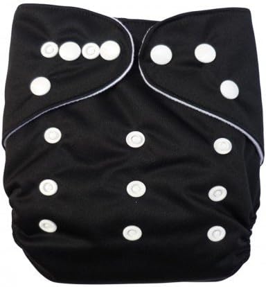 Baby One Size Washable Reusable Adjustable Cloth Pocket Diaper - Black
