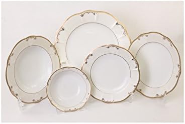 Versante porcelain Dinnerware Diamant Elegant Fine China Floral Shaped Pattern Desiger With Gold Trim 20 Piece Set, Service For 4