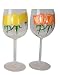 ArtisanStreet's Tea Rose Wine Goblets. Set of 2 Glasses. Hand Painted Design on Clear Crystal. Signed by Artisan