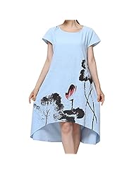 Cotton/Linen Floral Print Shift  Dress