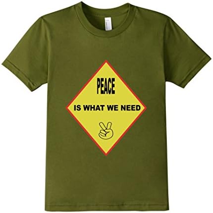 Kids Peace Sign T Shirt 6 Olive