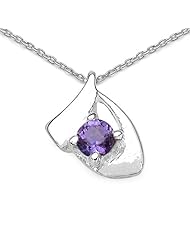 0.10 Carat Genuine Amethyst Sterling Silver Pendant Necklace. 18"