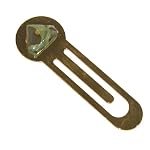Rhyolite Bookmark 01 Green Pyramid Triangle Gold Brass Stone Crystal 3.2