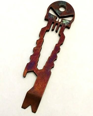 Punisher Skull EDC Keychain Tool Acid Etched Forced Patina Rust