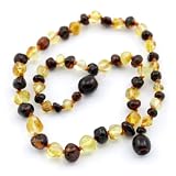 Baltic Amber Baby Teething Necklace - Round Cherry multicolored