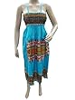 Bohemian Smocked Blue Dresses Spaghetti Strap Sundress