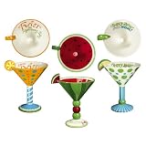 Grasslands Road Studio 100 I'm Tipsy! Tipsy-Tinis! Message Martini 8-Ounce Glasses with Fruit Embellishments, Three Styles, Set of 9