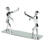 Blogger Fashion Creative Stainless Steel Decorative Small Humanoid Bookend Pair Kung Fu Man Book Organizer Metal Bookends book end book file Home Office Library Decoration Birthday Gift