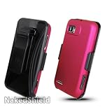 Motorola Atrix 2 4G MB865 Rose Pink Cover Case + Kickstand Belt Clip Holster + Naked Shield Screen Protector