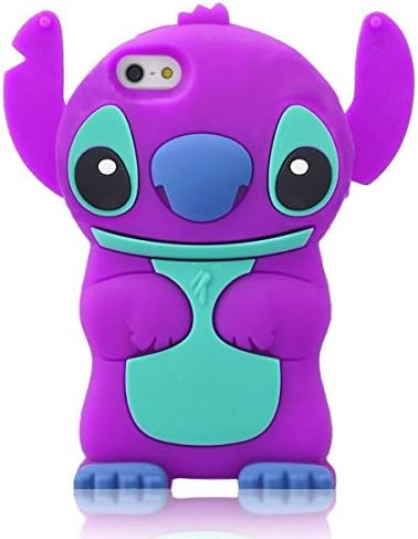 5C Case, Iphone 5C Case, Cute Cartoon 3D Lilo Stitch Movable Ear Flip Soft Silicione Case Cover for Iphone 5C (Purple)