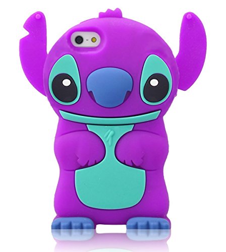 5C Case, Iphone 5C Case, Cute Cartoon 3D Lilo Stitch Movable Ear Flip Soft Silicione Case Cover for Iphone 5C (Purple)