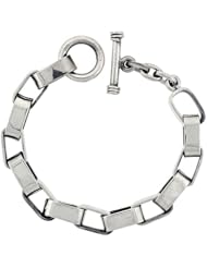 Sterling Silver Oval Cut-out Link Bracelet Toggle Clasp Handmade 3/8 inch wide, sizes 8, 8.5 & 9 inch