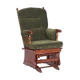 Cushion Arm Post-Back Glider- Pine Green Diamond/ Cherry