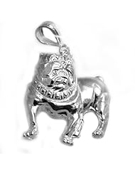 Diamond Cut Bulldog Pit Bull Pendant 925 Sterling Silver