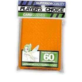 Player's Choice Yu-Gi-Oh! Orange Holo Sleeves (Pack of 60) - Designed for Smaller Gaming CCGs - Deck Protectors - Ideal for YuGiOh! Trading Card Games