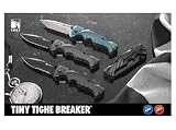 Columbia River Knife & Tool Tiny Tighe Breaker Folding Knife Stainless Plain Mod Tanto/Dual Thumb Stud OutBurst Assisted Opening 2.875 Blue Nylon