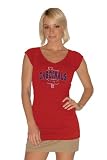 St. Louis Cardinals Women's Raw Edge Deep V Neck Short Sleeve T-Shirt - by Alyssa Milano