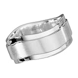 VINANI German 925 Sterling Silver solid Ring for Women Wave Two Lines curved matte shiny RIW