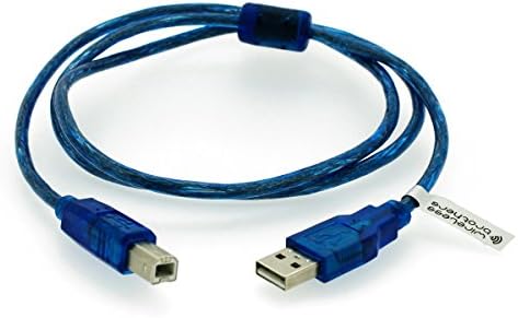 Wireless Brothers Premium USB 2.0 Printer Scanner Cable A Male to B Male Transparent Blue 5 Feet