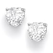 Sterling Silver Cubic Zirconia Rhodium Plated Heart Shape Earring