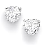 Sterling Silver Cubic Zirconia Rhodium Plated Heart Shape Earring