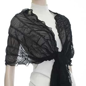 Black Ruffle Sheer Lightweight Scarf Wrap Shawl