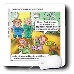 Londons Times Funny Russian and Armenian Cartoons - Matryoshka Vs. Ken And Barbie - Mouse Pads