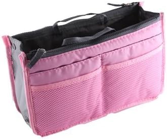 Icon Women Nylon Purse Organizer Insert for Handbags Zipper Closure Makeup Bag for Travel (Pink)