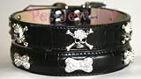 Dog Collar and Leash Set - 14-inch Swarovski Crystal Bone Dog Collars & leash set (black)
