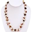 Handmade Pearl, Tiger Eye, Glass & Silver Necklace