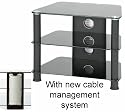 3 Shelf Glass TV Stand - All Black