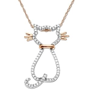 14k Rose Gold Diamond Cat Pendant