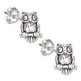 Sterling Silver Mini Owl Earrings on Posts