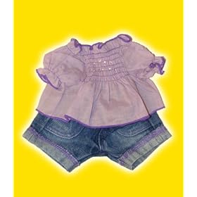 Purple Top W/Jeans Clothes Fits 12″ Snuggl’ems, 8″ – 10″ Stuffed Animal Kits & Most Webkinz & Shining Star Animals