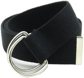 Canvas Web Belt Double D-Ring Buckle 1.5" Wide with Metal Tip Solid Color