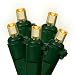Set of 100 Amber LED Wide Angle Christmas Lights - Green Wire