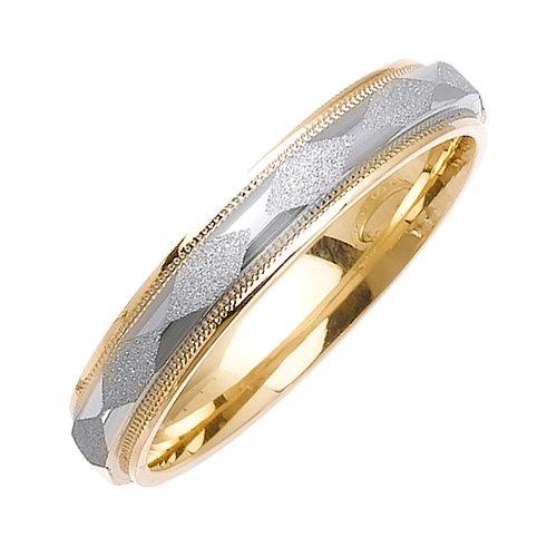 Wedding Bands With Comfort Fit 14K Two-tone Gold Can Also Be Made In Platinum or Other Colors 18K And 24K Is Also Available 4mm