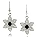 Flower Earrings Black Onyx & Clear CZ -